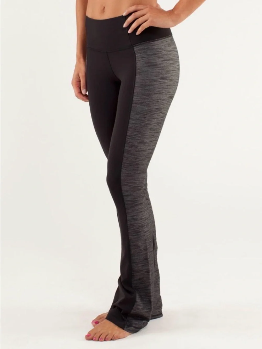 lululemon athletica Barre Pulse Yoga Black Reversible Slub Bootcut Pants